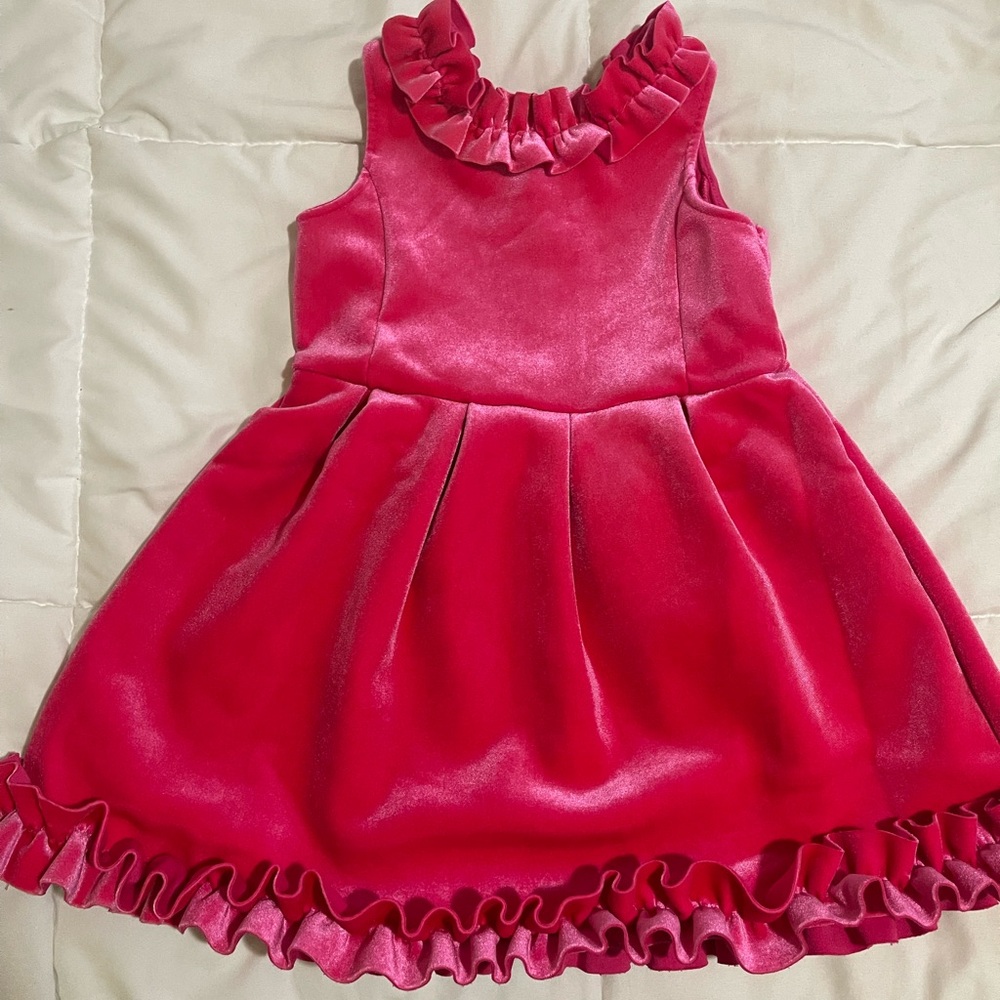 Pink Ruffled Velvet Dress